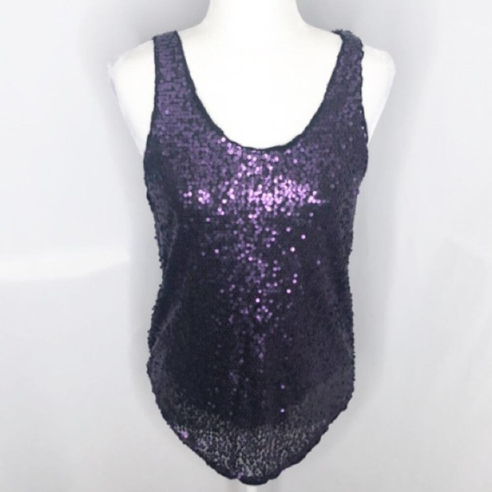 Talula purple and black sequin tank top